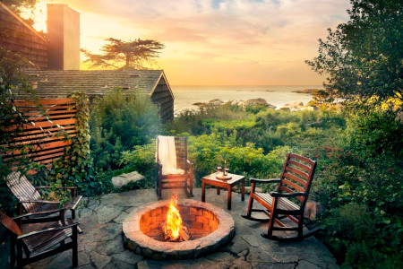 image of outdoor circular fireplace